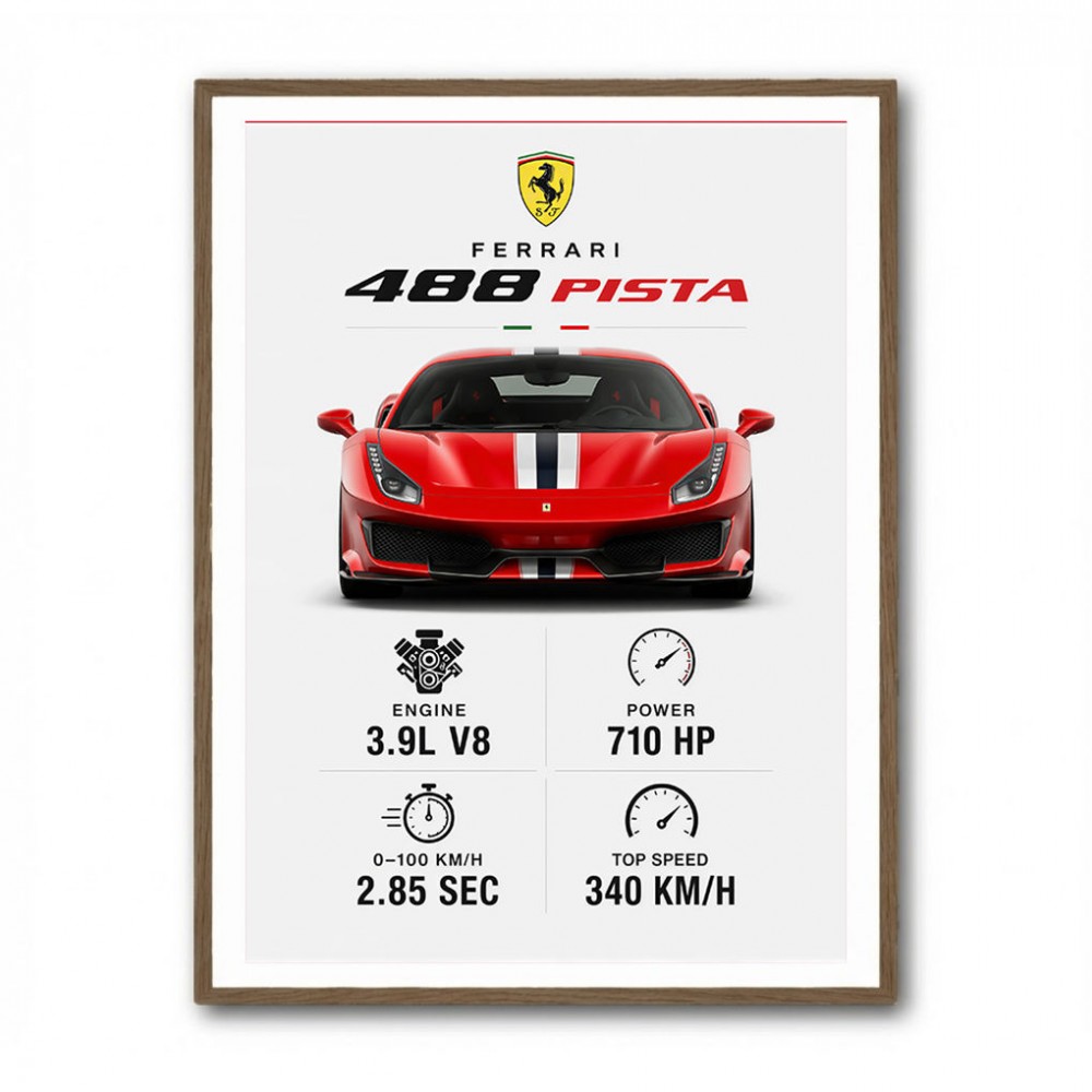 Ferrari 488 Pista Car Wall Art
