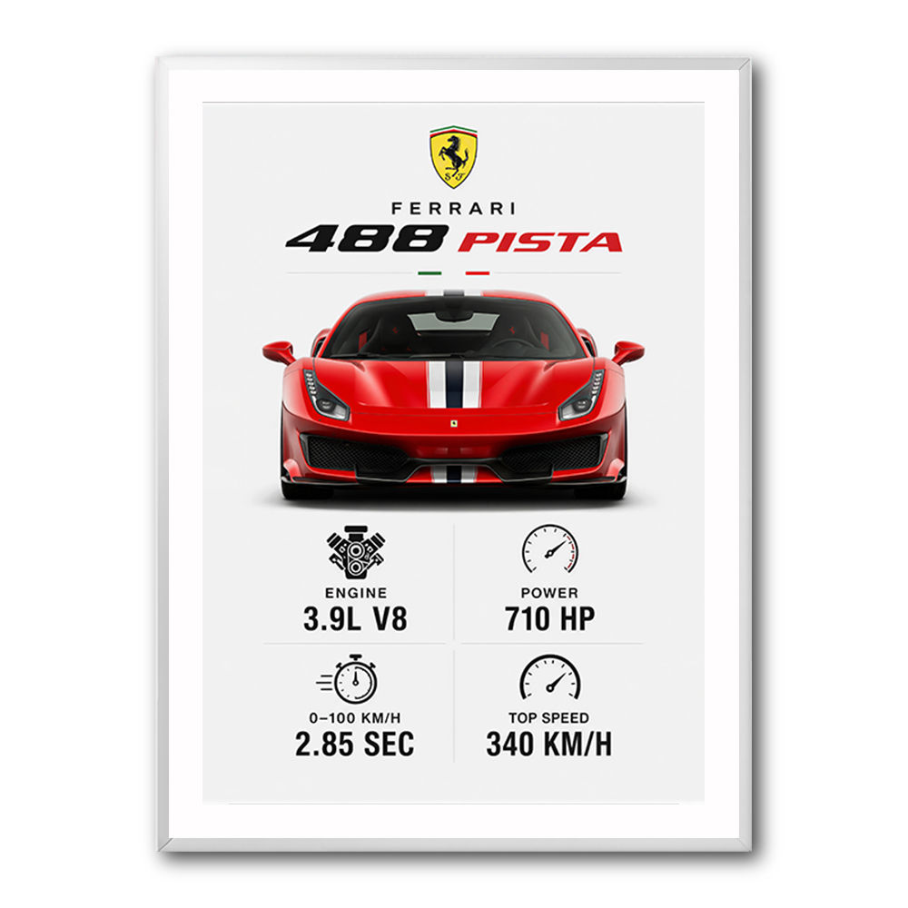 Ferrari 488 Pista Car Wall Art