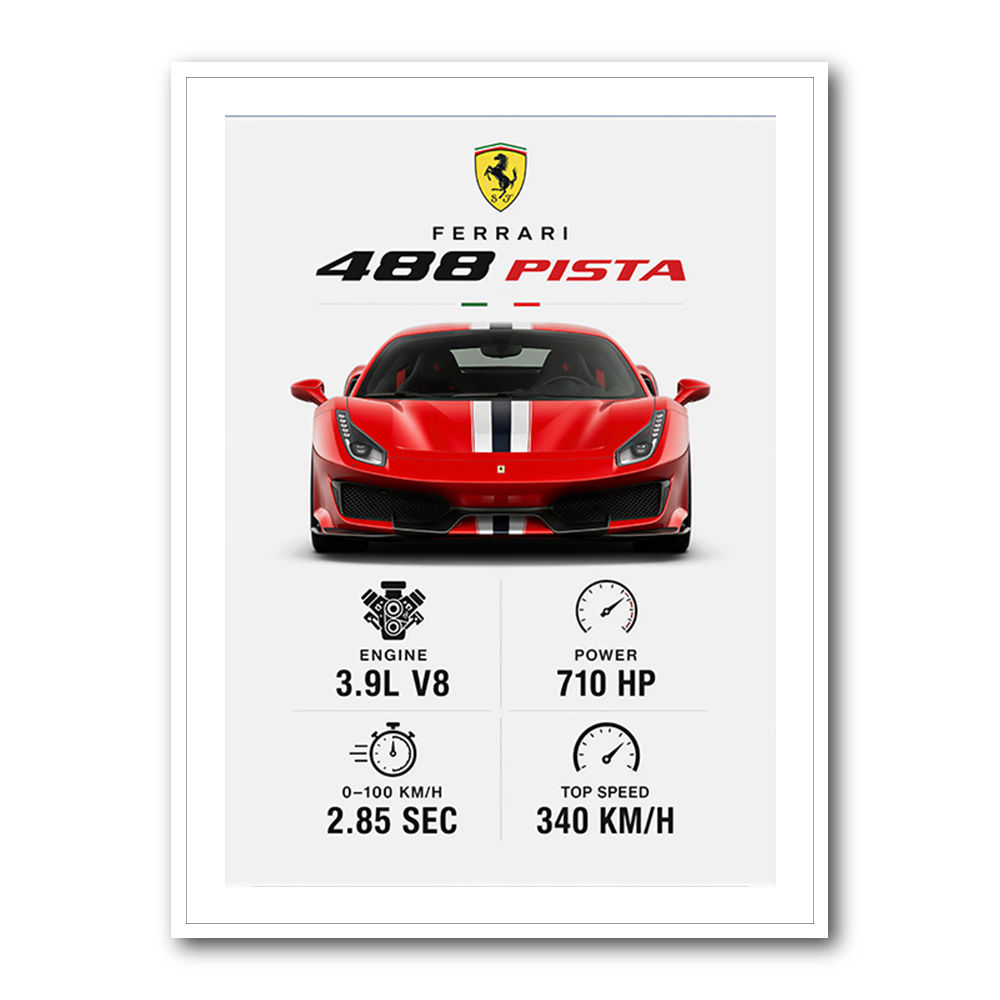 Ferrari 488 Pista Car Wall Art