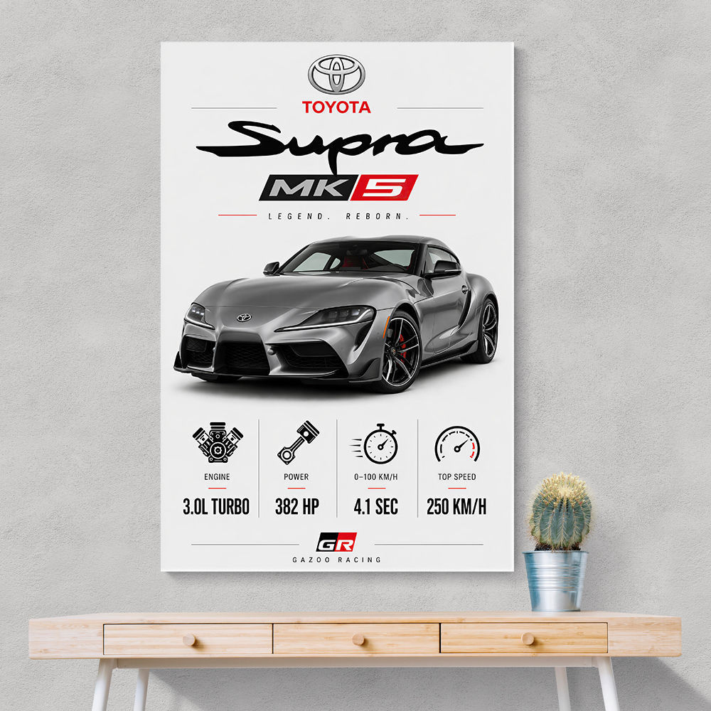 Toyota Supra MK5 Sports Car Wall Art  