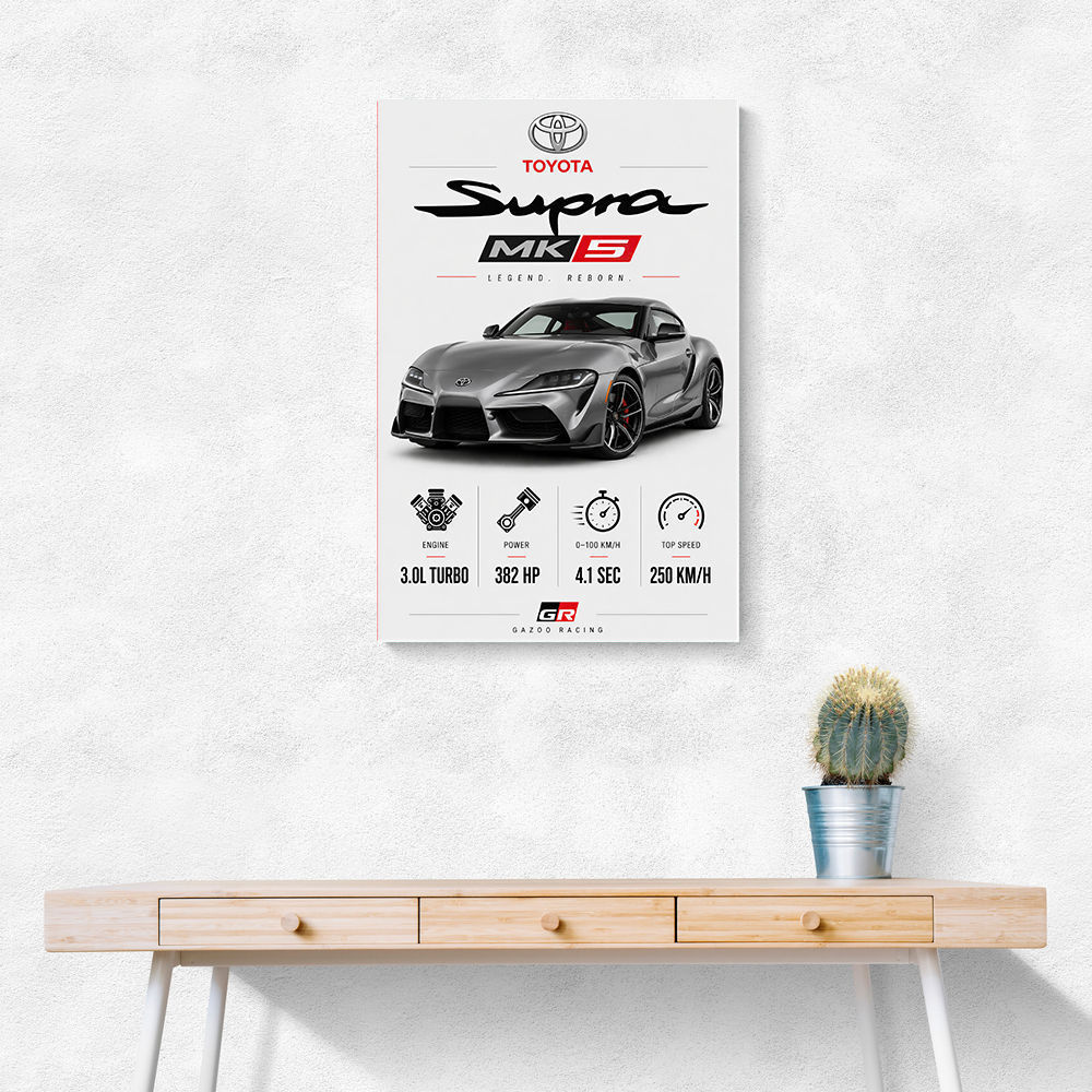 Toyota Supra MK5 Sports Car Wall Art  
