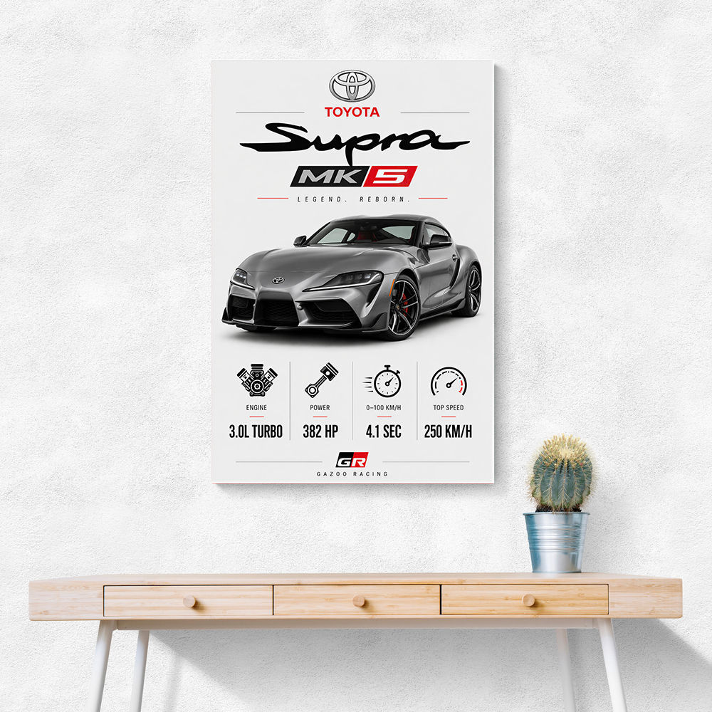 Toyota Supra MK5 Sports Car Wall Art  