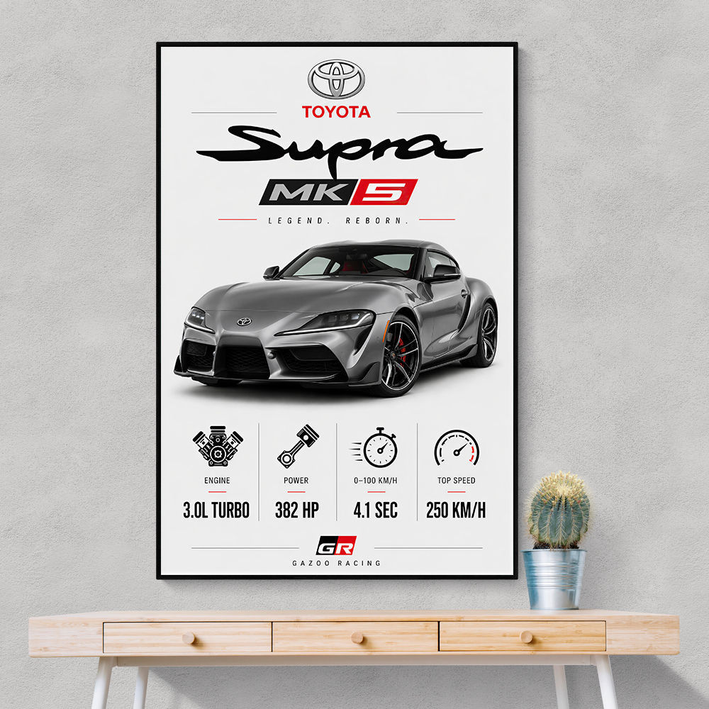 Toyota Supra MK5 Sports Car Wall Art  
