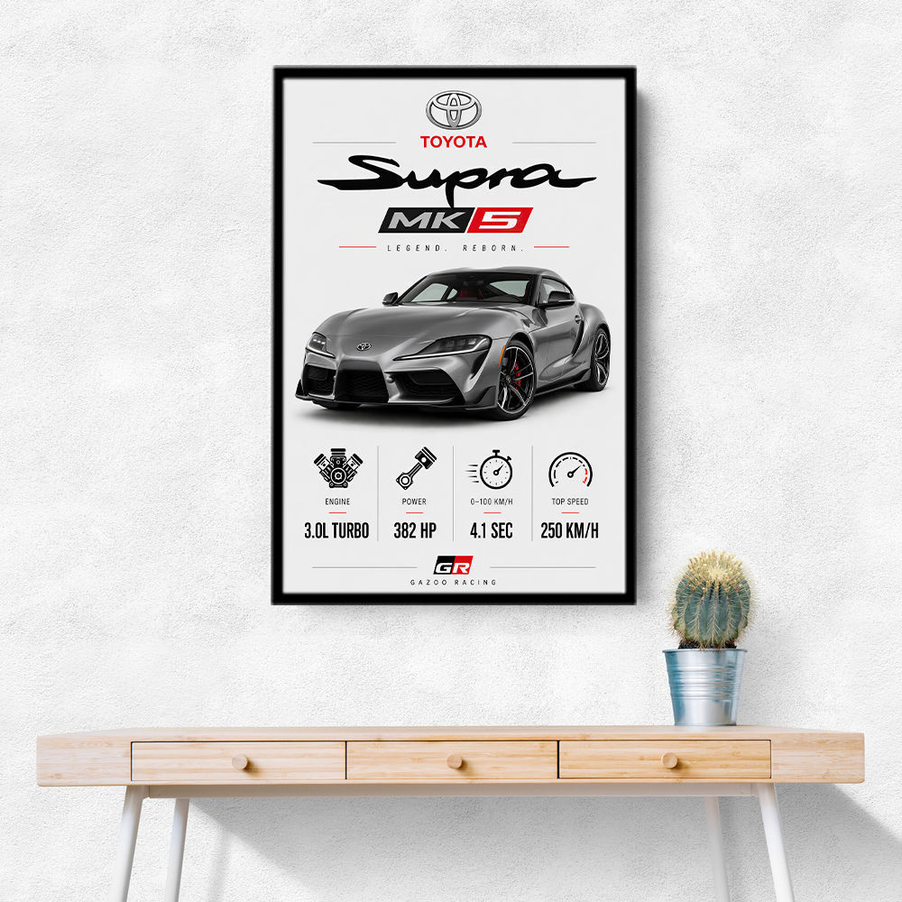 Toyota Supra MK5 Sports Car Wall Art  