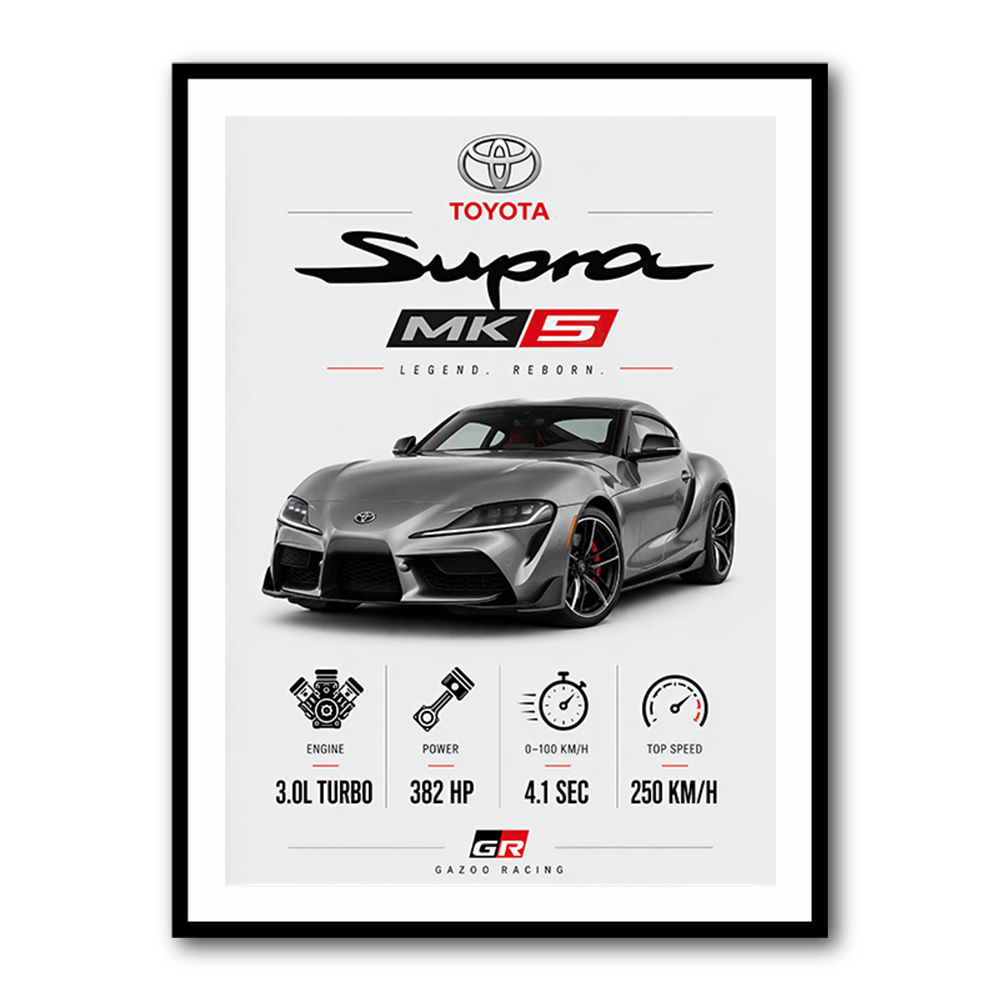 Toyota Supra MK5 Sports Car Wall Art  