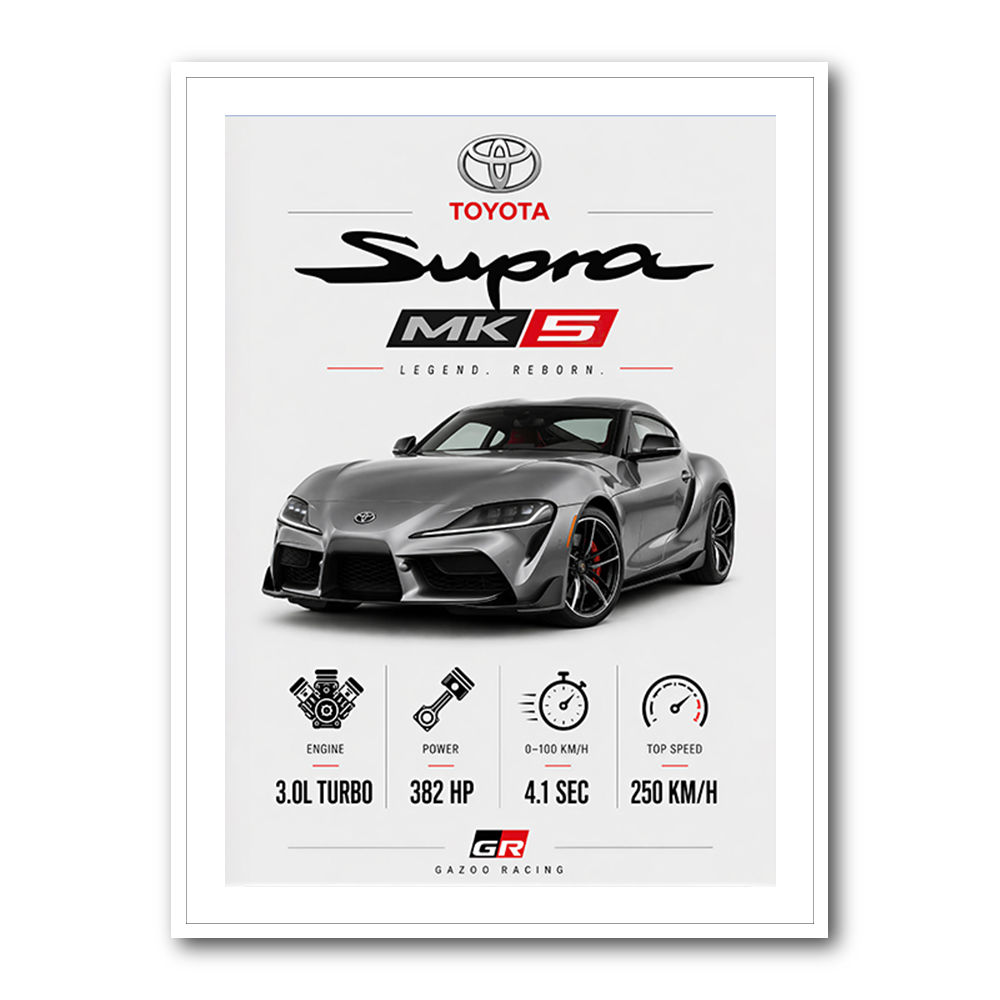 Toyota Supra MK5 Sports Car Wall Art  
