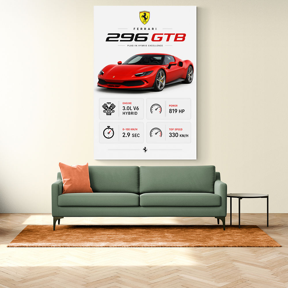 Ferrari 296 GTB Sports Car Wall Art