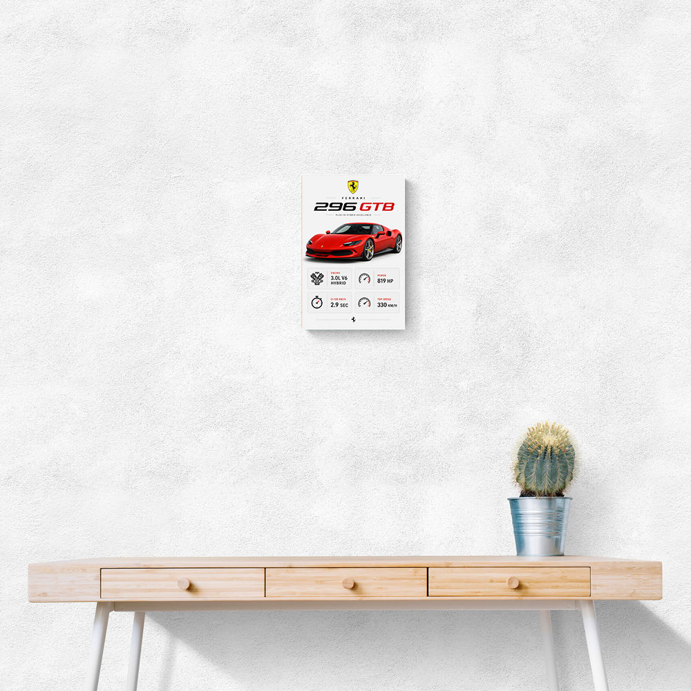 Ferrari 296 GTB Sports Car Wall Art