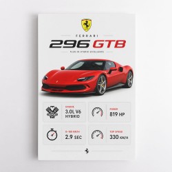 Ferrari 296 GTB Sports Car Wall Art