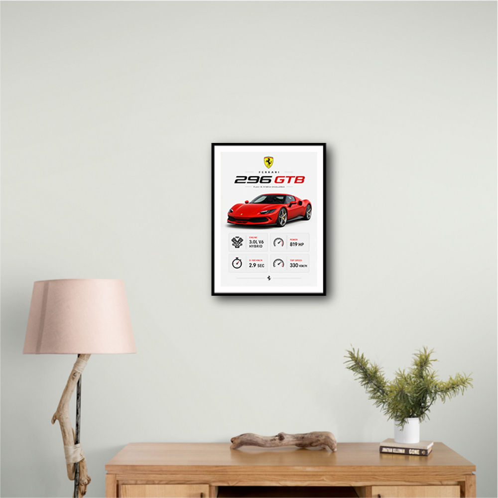Ferrari 296 GTB Sports Car Wall Art