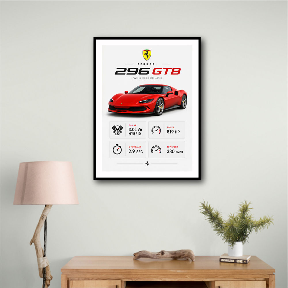 Ferrari 296 GTB Sports Car Wall Art