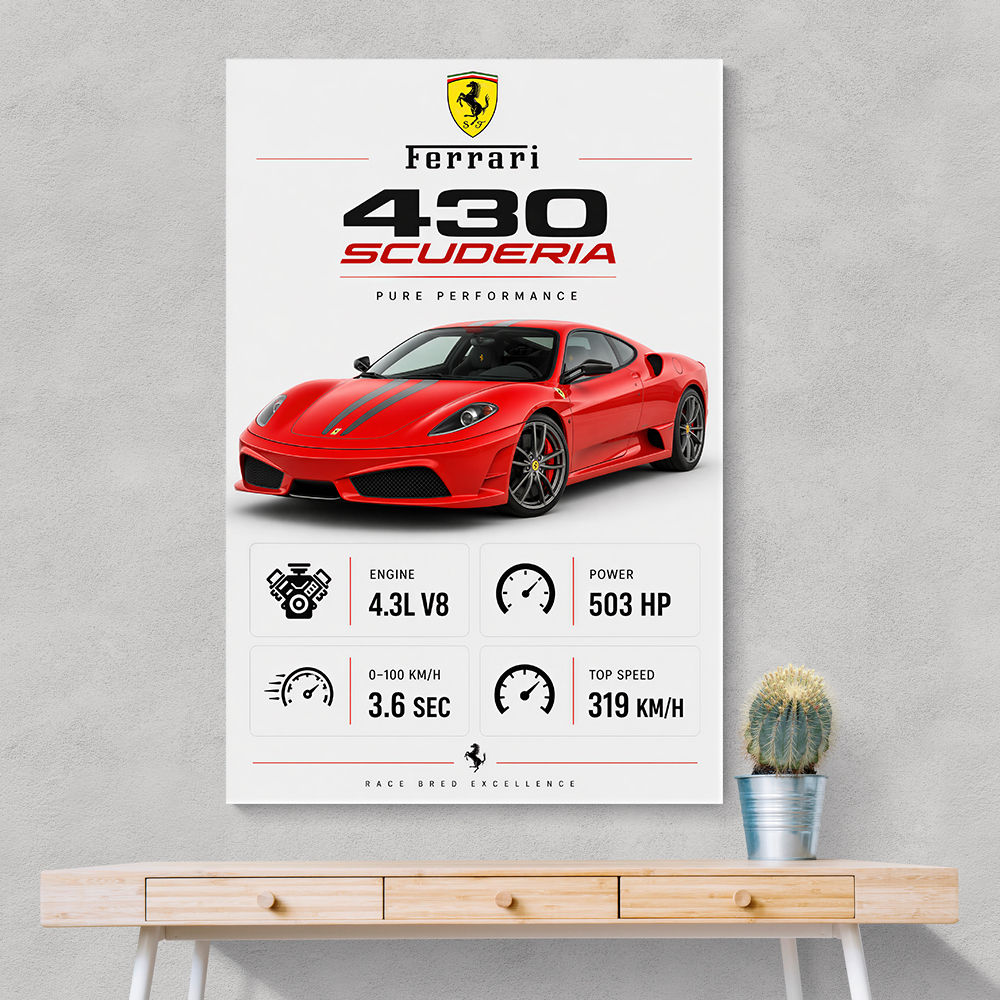 Ferrari 430 Scuderia Red Car Wall Art