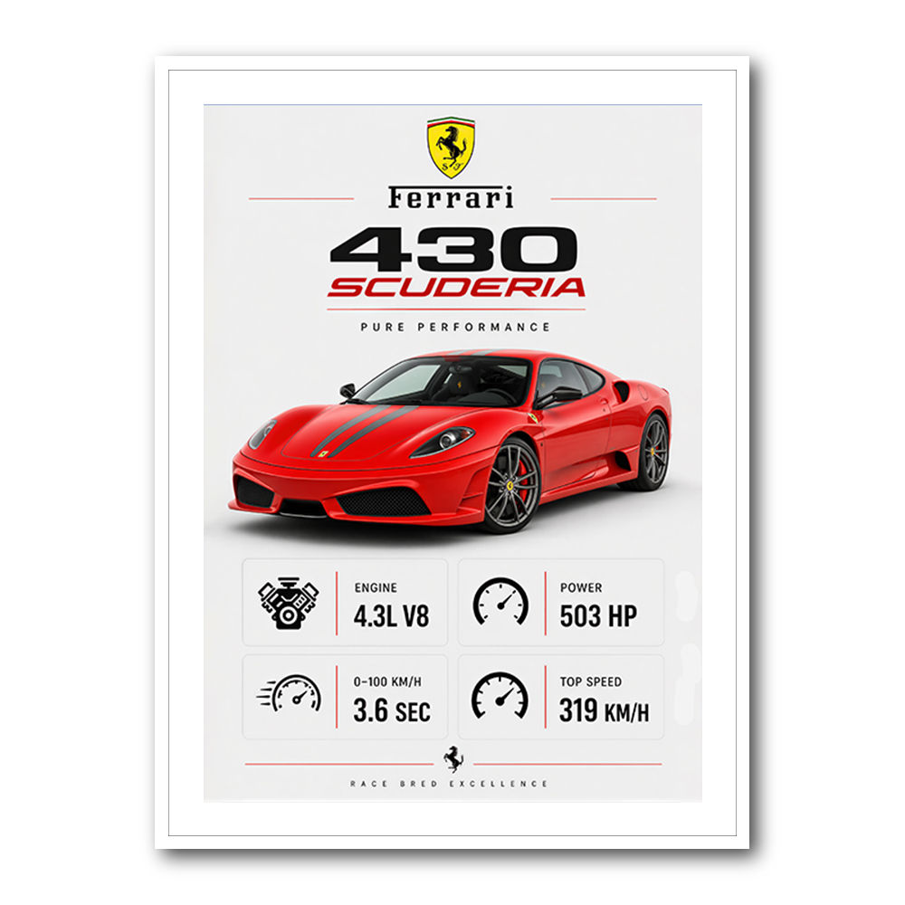 Ferrari 430 Scuderia Red Car Wall Art