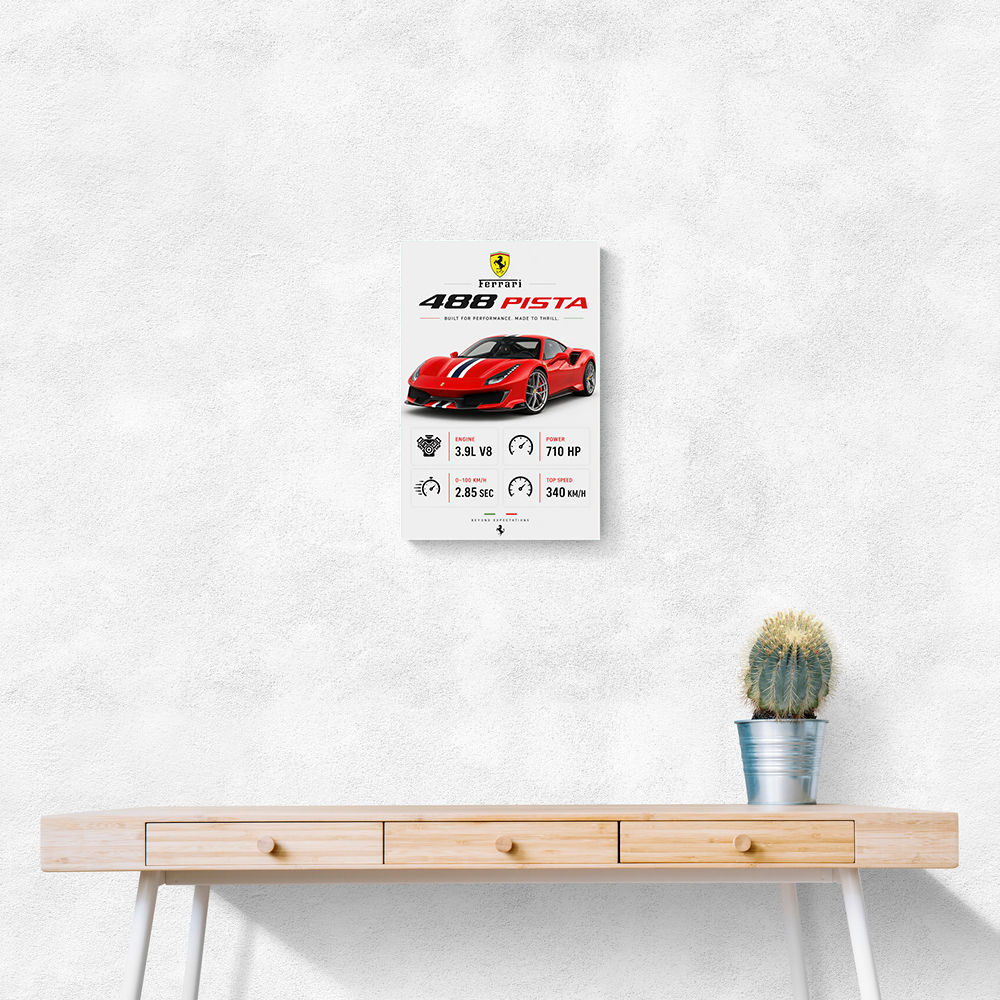 Ferrari 488 Pista Red Car Wall Art