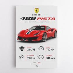 Ferrari 488 Pista Red Car Wall Art