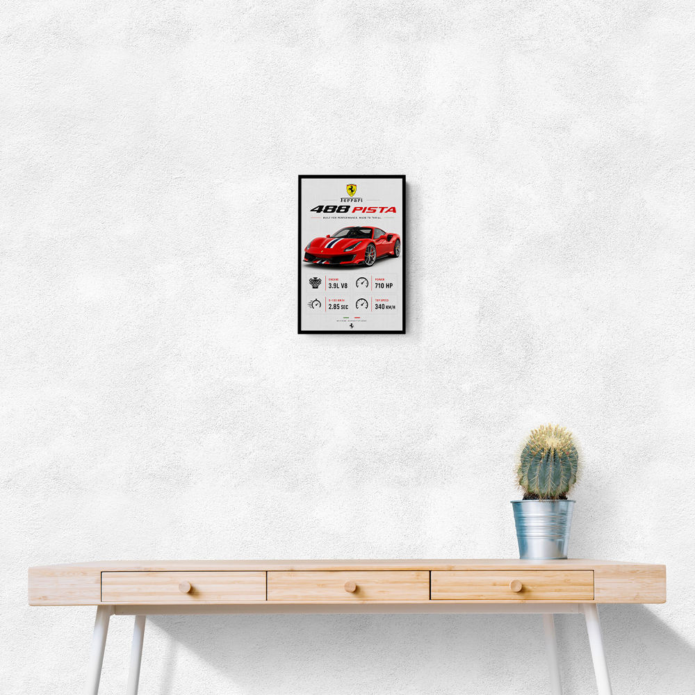 Ferrari 488 Pista Red Car Wall Art