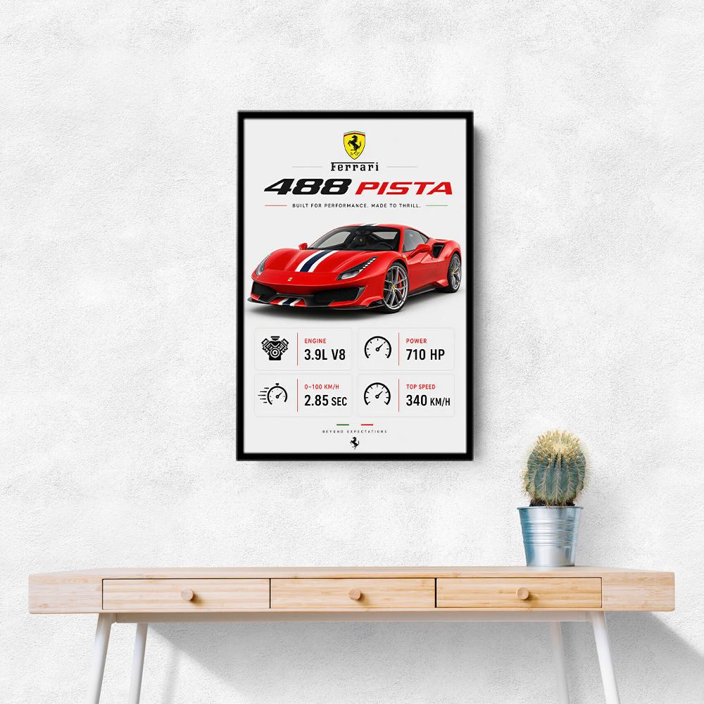Ferrari 488 Pista Red Car Wall Art