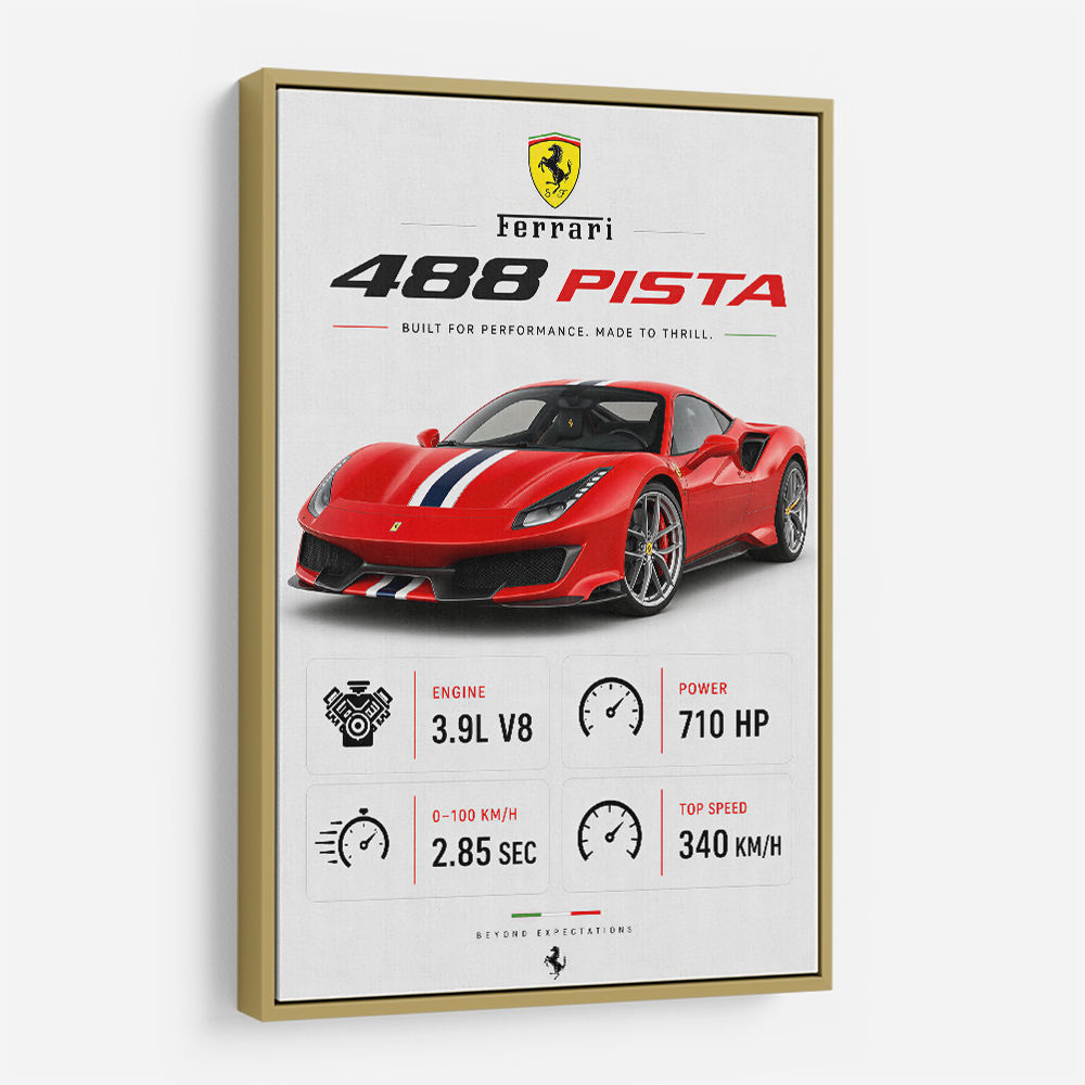 Ferrari 488 Pista Red Car Wall Art