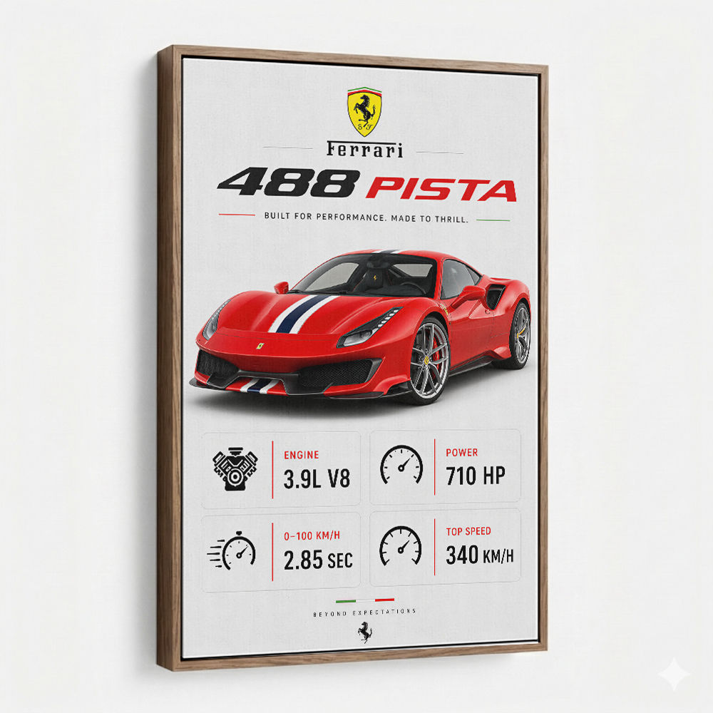 Ferrari 488 Pista Red Car Wall Art