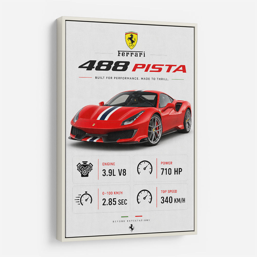 Ferrari 488 Pista Red Car Wall Art