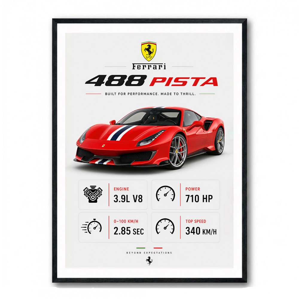 Ferrari 488 Pista Red Car Wall Art