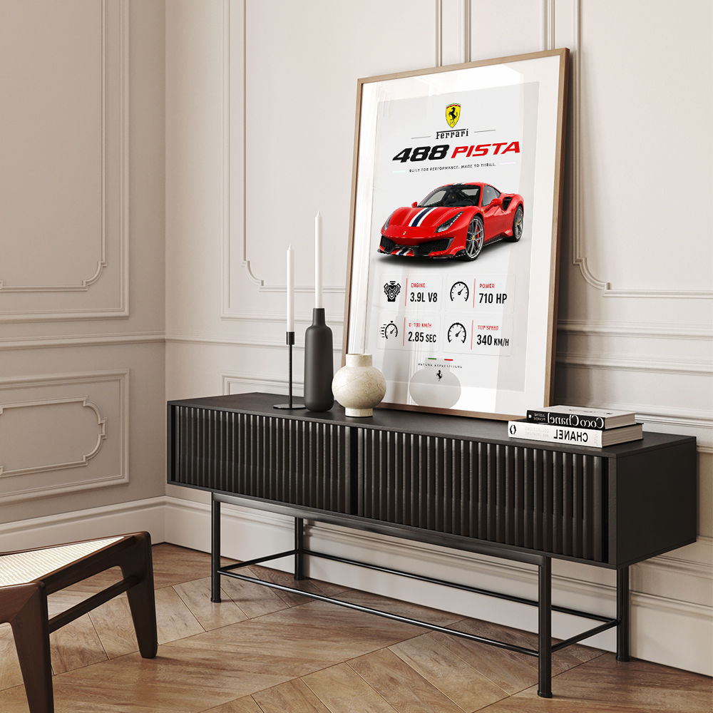 Ferrari 488 Pista Red Car Wall Art