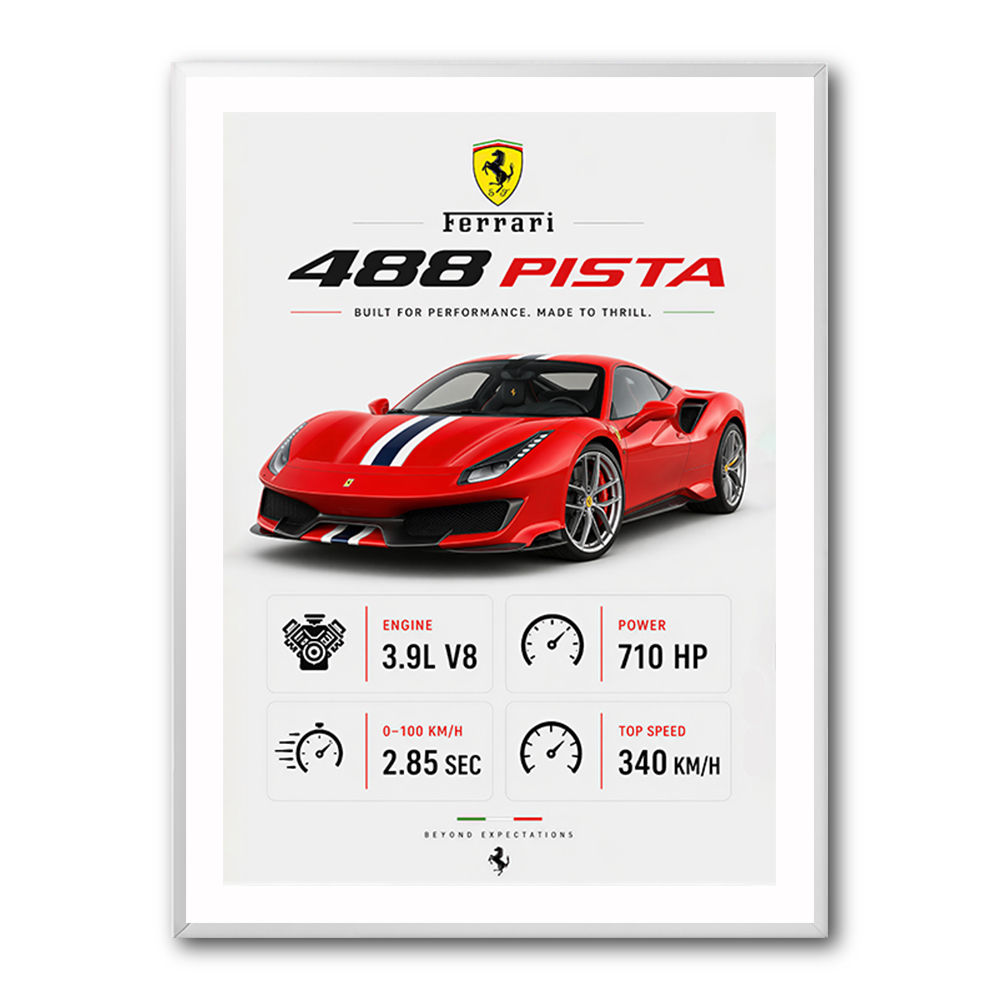 Ferrari 488 Pista Red Car Wall Art