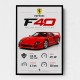 Ferrari F40 Sports Car Wall Art