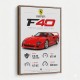 Ferrari F40 Sports Car Wall Art