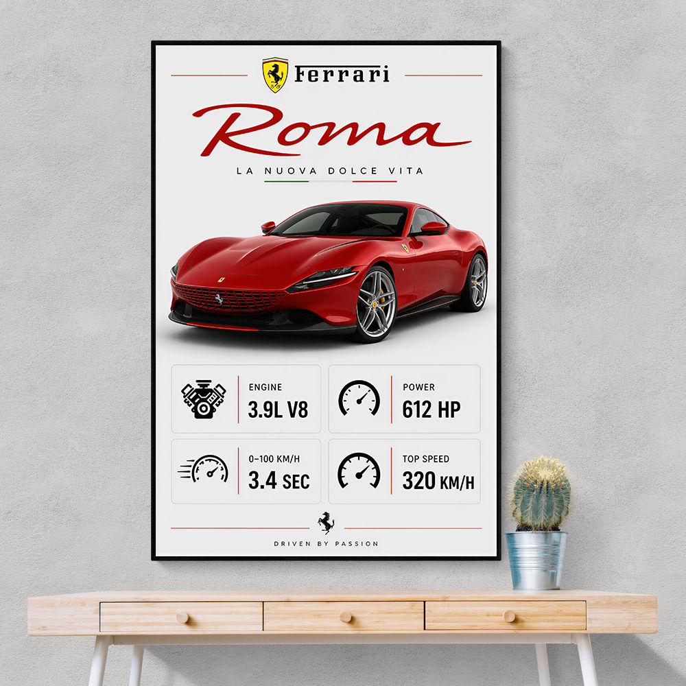 Ferrari Roma Sports Car Art Print