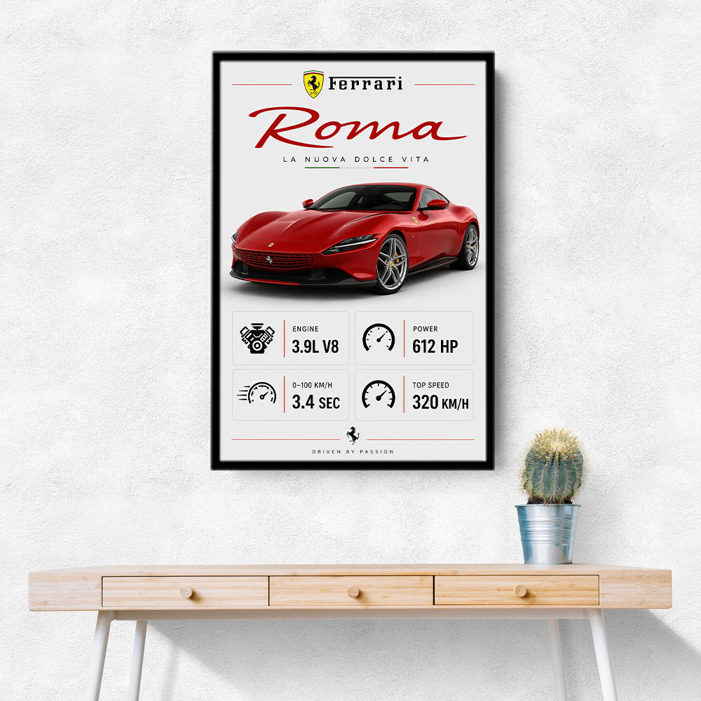 Ferrari Roma Sports Car Art Print