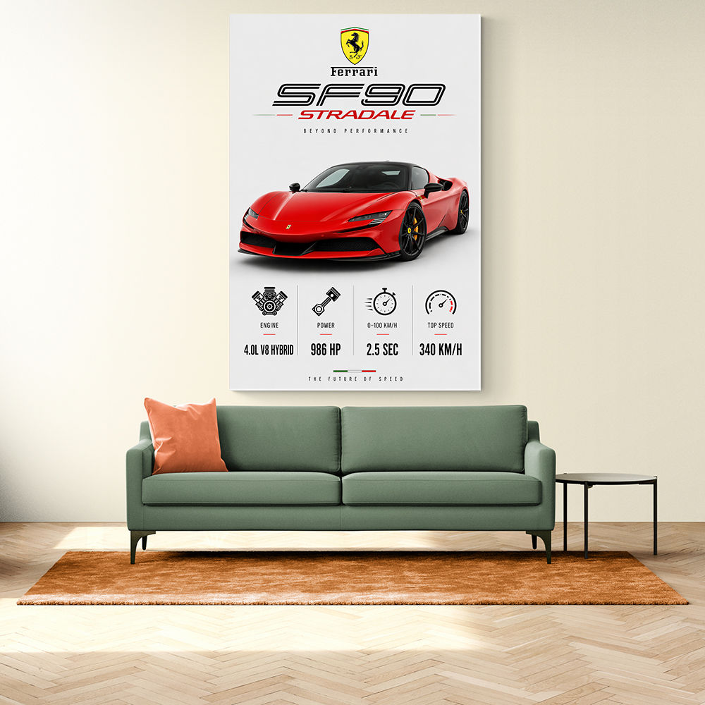 Ferrari SF90 Stradale Red Sports Car Wall Art