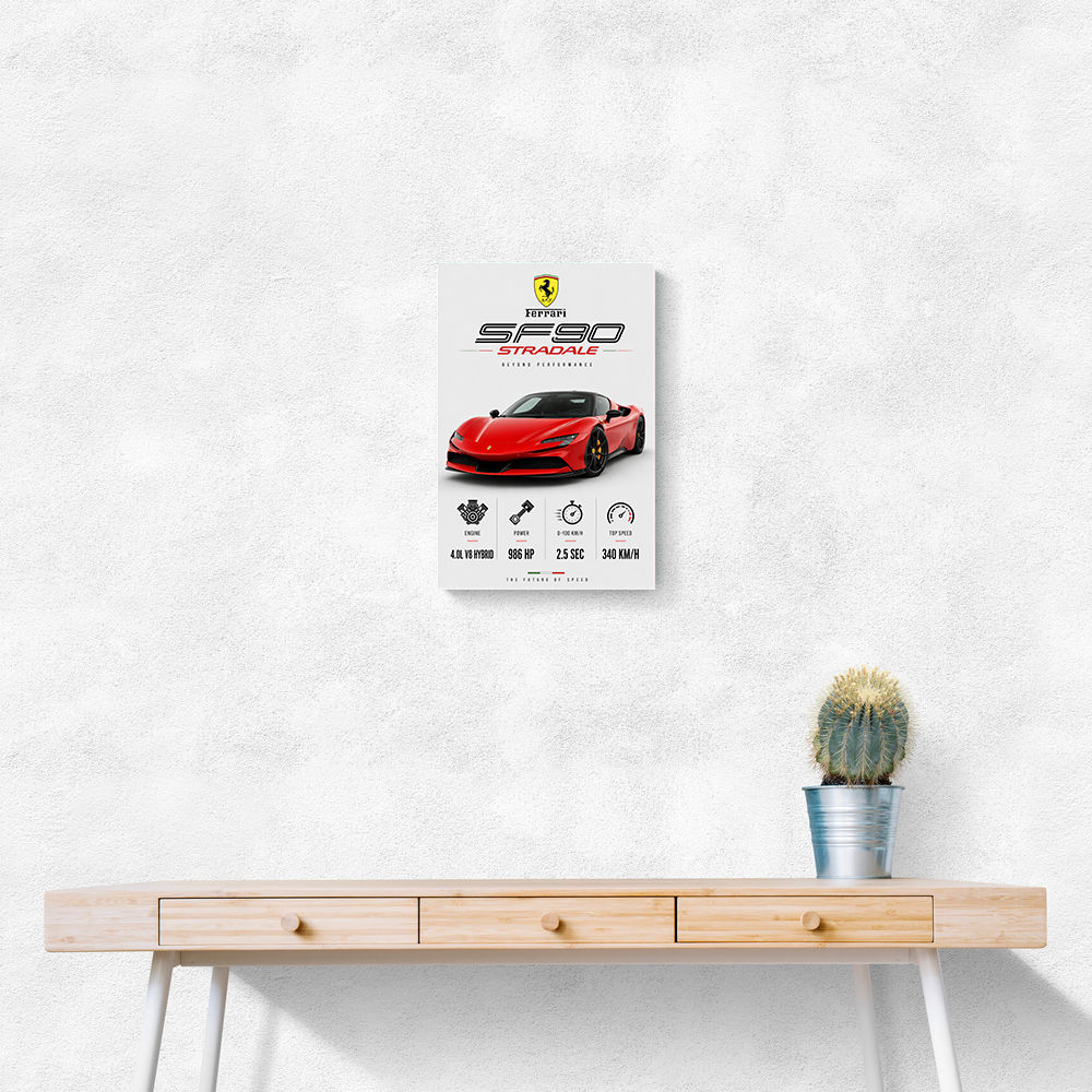 Ferrari SF90 Stradale Red Sports Car Wall Art