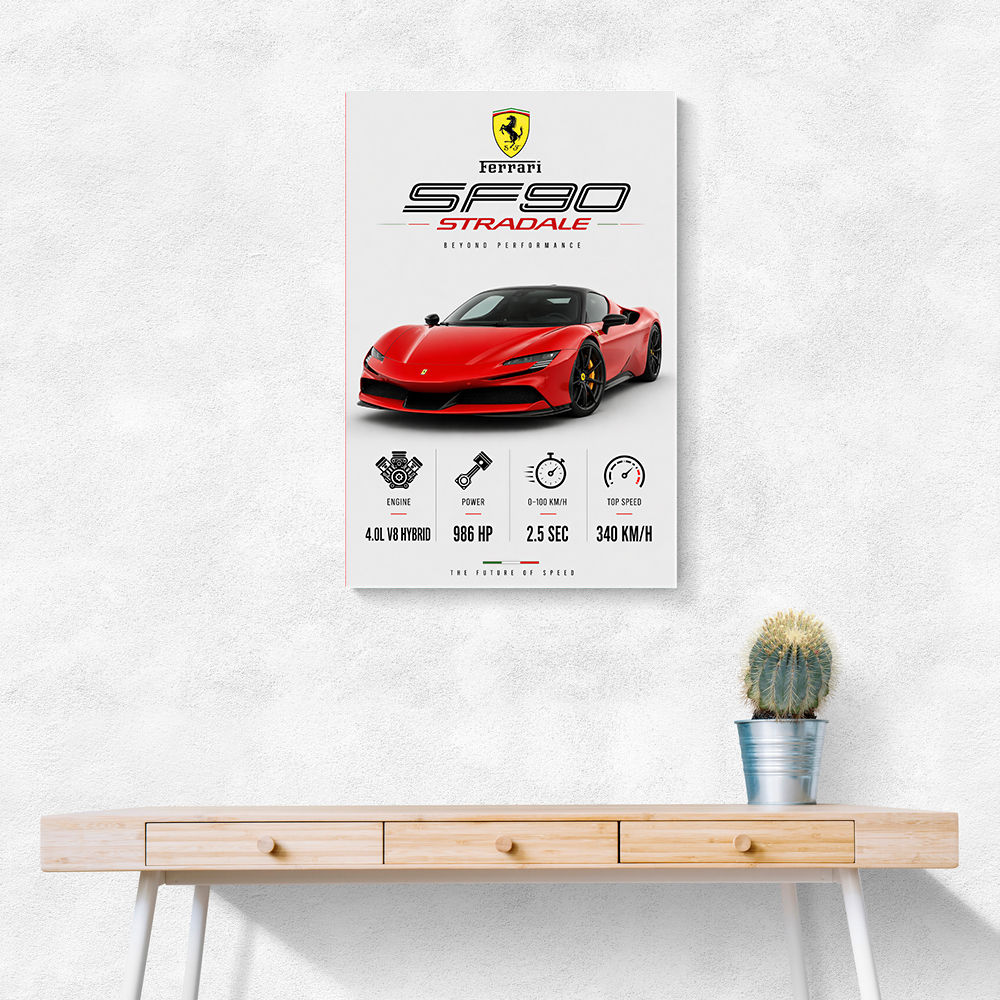 Ferrari SF90 Stradale Red Sports Car Wall Art