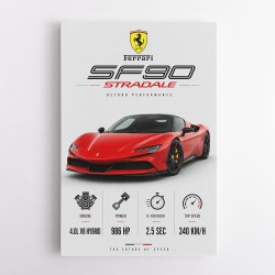 Ferrari SF90 Stradale Red Sports Car Wall Art