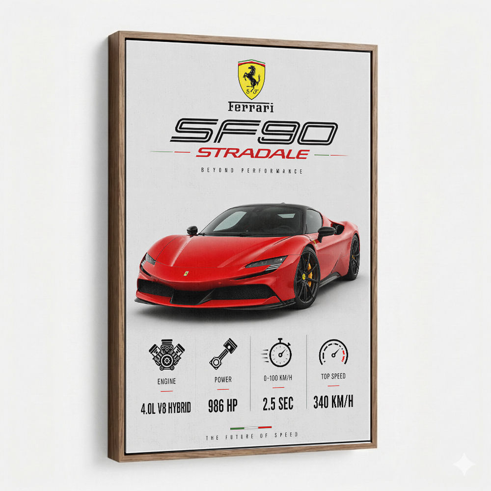 Ferrari SF90 Stradale Red Sports Car Wall Art