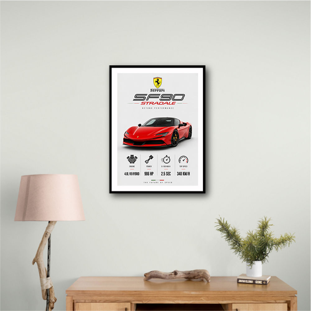 Ferrari SF90 Stradale Red Sports Car Wall Art