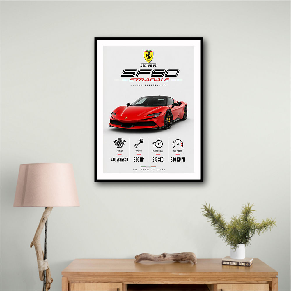 Ferrari SF90 Stradale Red Sports Car Wall Art