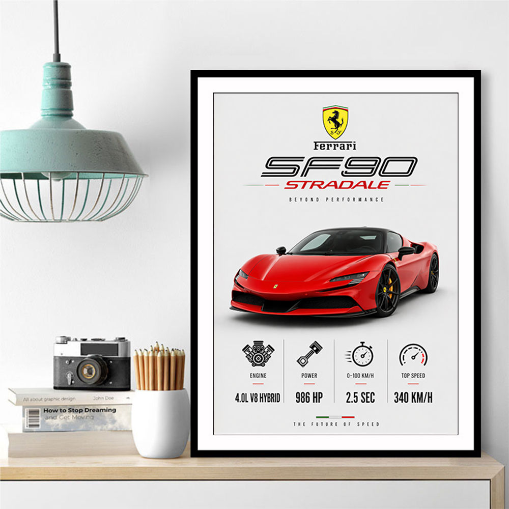 Ferrari SF90 Stradale Red Sports Car Wall Art