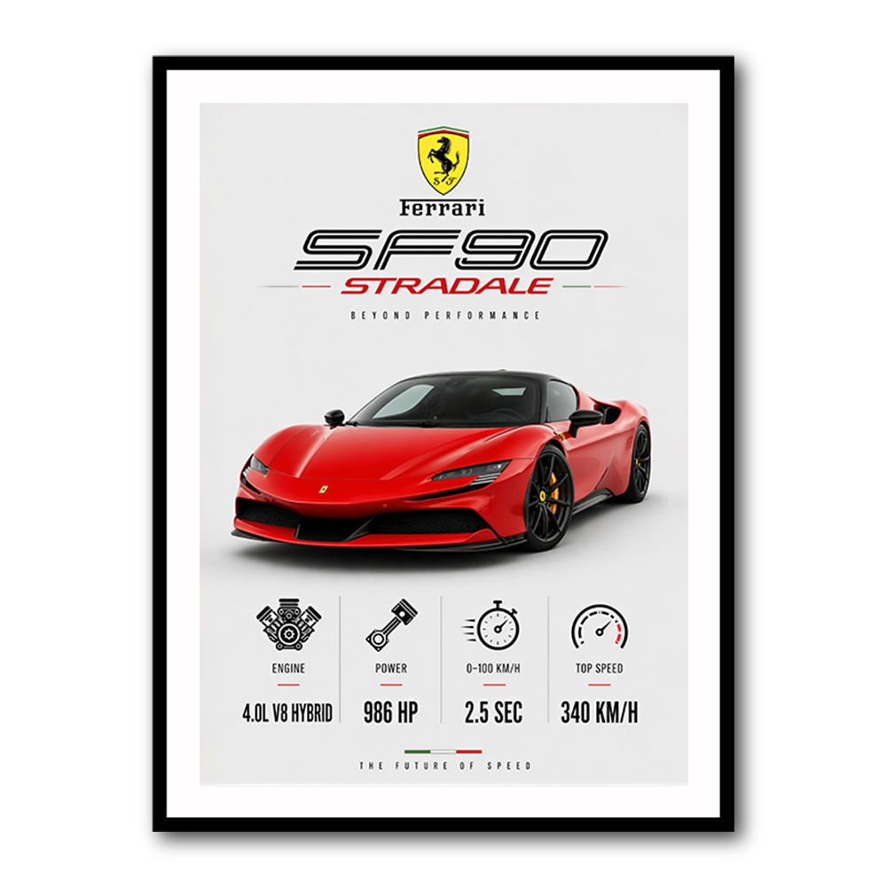 Ferrari SF90 Stradale Red Sports Car Wall Art