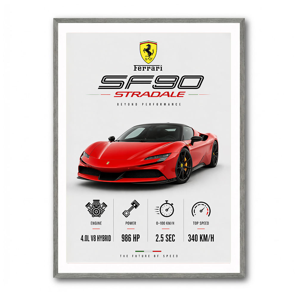 Ferrari SF90 Stradale Red Sports Car Wall Art