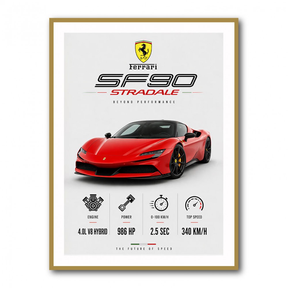 Ferrari SF90 Stradale Red Sports Car Wall Art