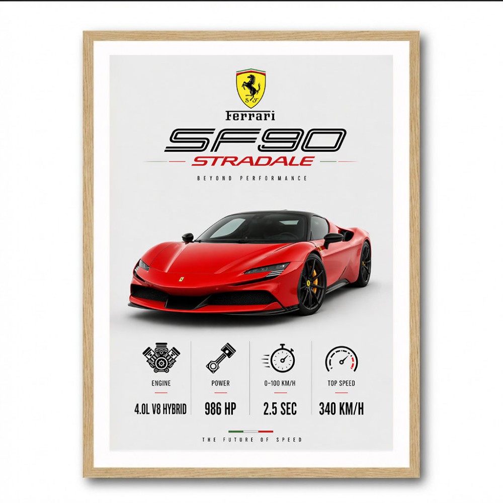 Ferrari SF90 Stradale Red Sports Car Wall Art