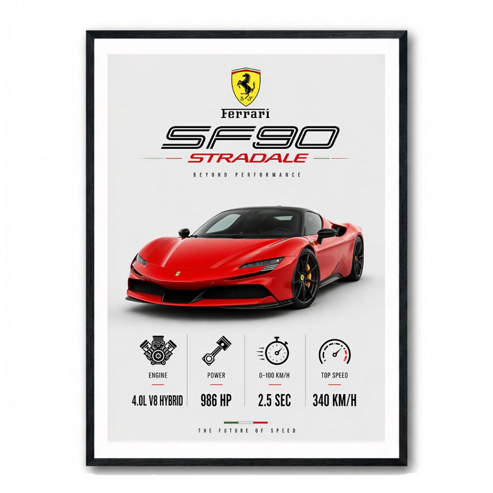 Ferrari SF90 Stradale Red Sports Car Wall Art