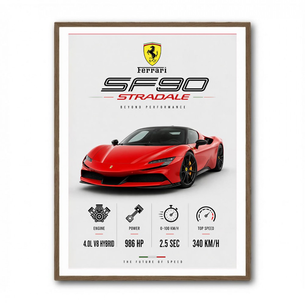 Ferrari SF90 Stradale Red Sports Car Wall Art