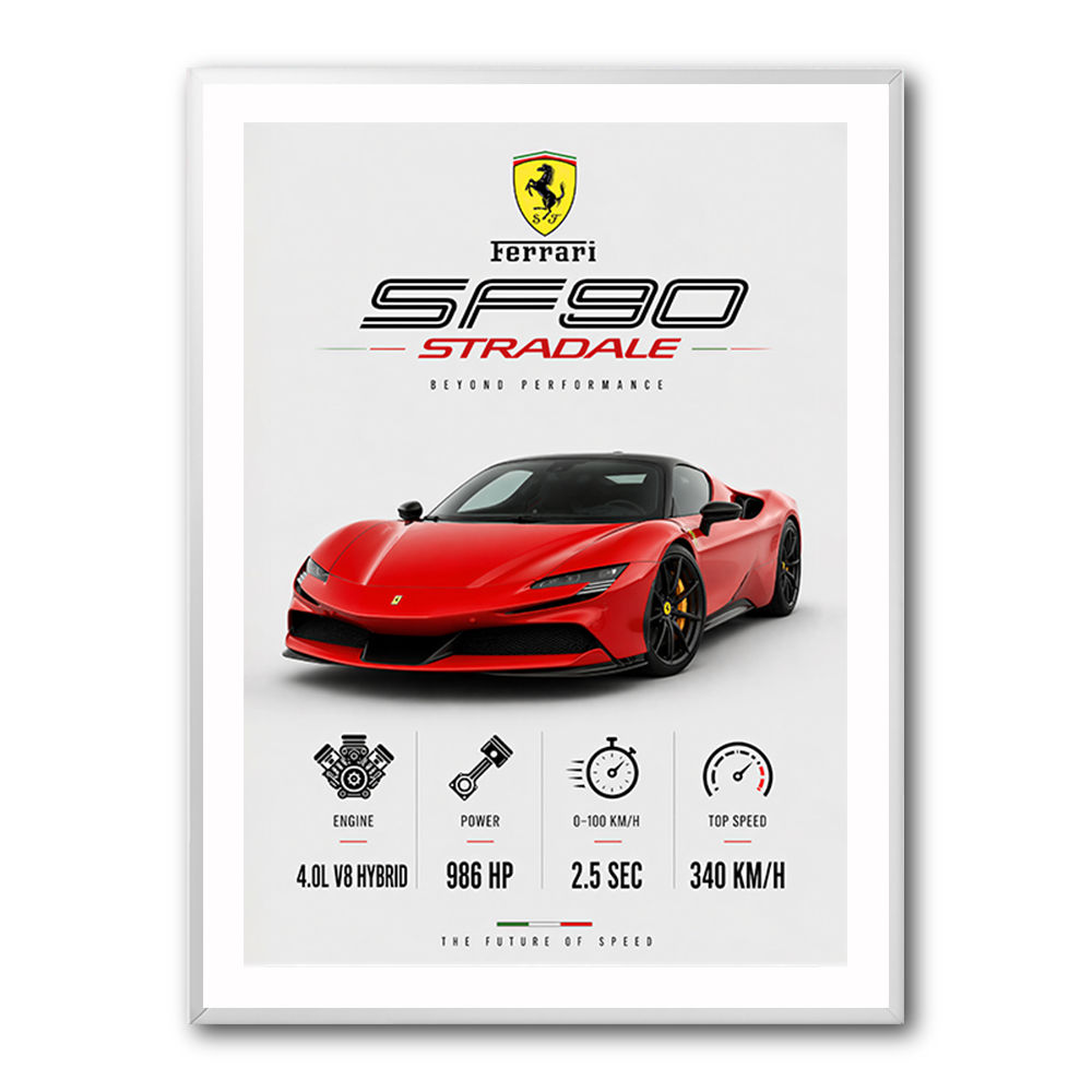 Ferrari SF90 Stradale Red Sports Car Wall Art