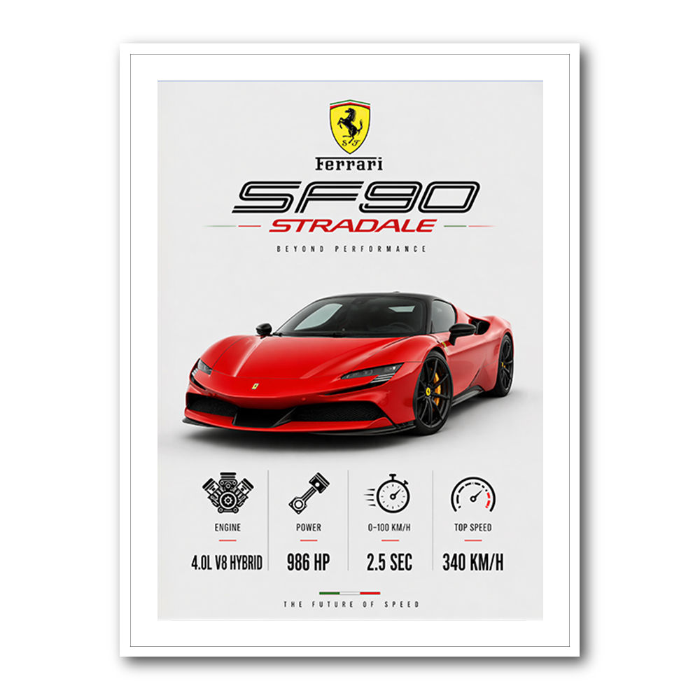 Ferrari SF90 Stradale Red Sports Car Wall Art