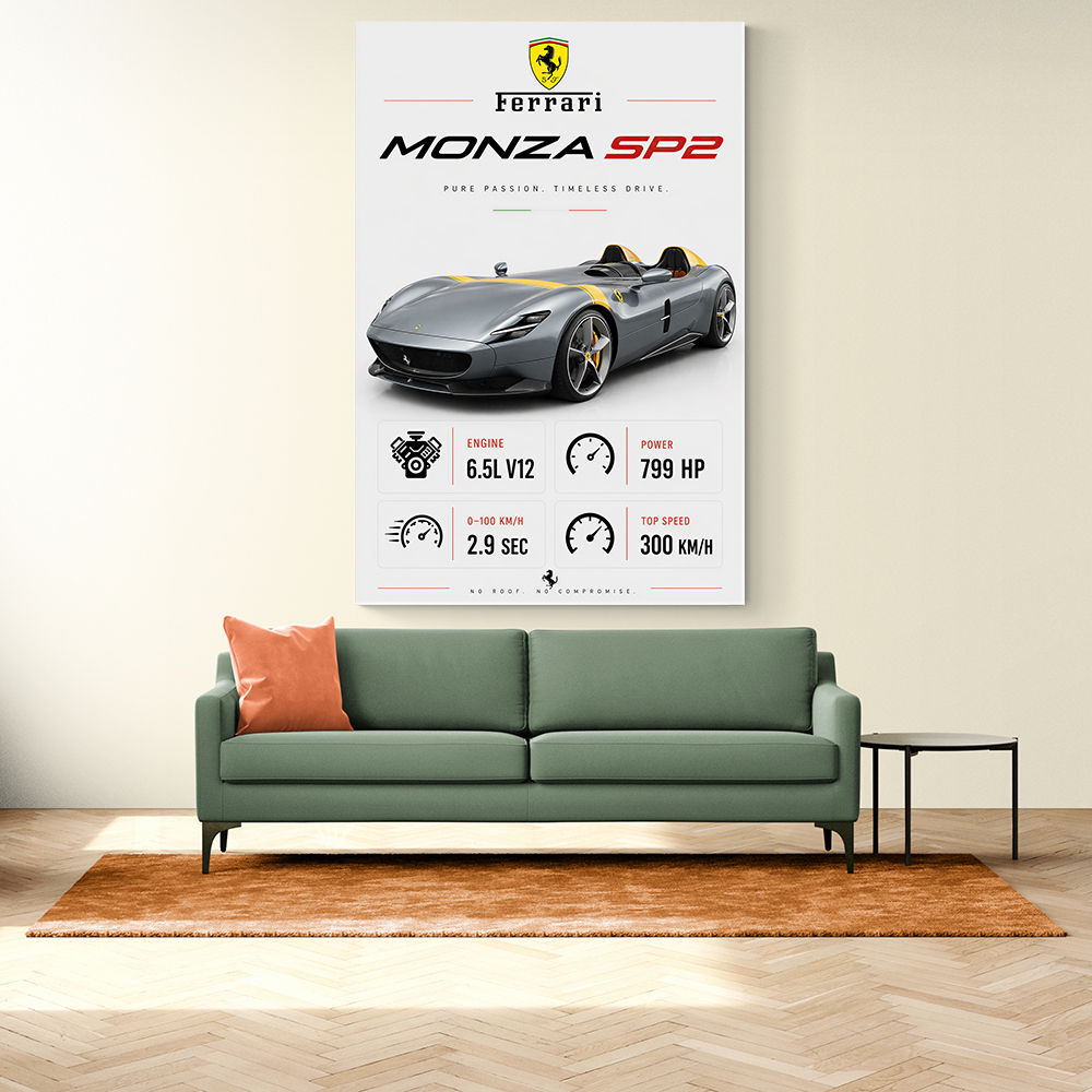 Monza SP2 Silver Yellow Stripes Wall Art