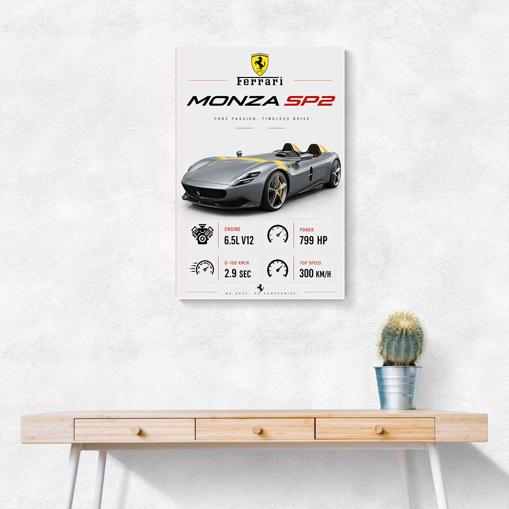 Monza SP2 Silver Yellow Stripes Wall Art