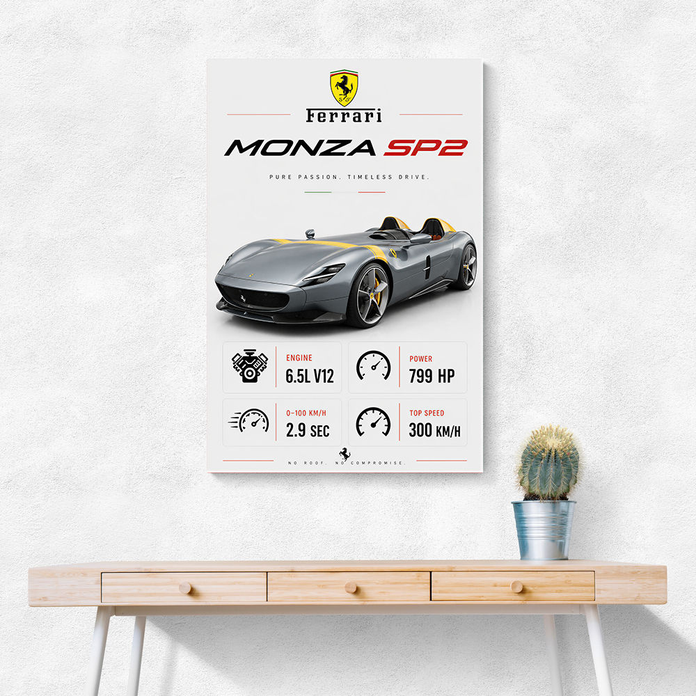 Monza SP2 Silver Yellow Stripes Wall Art